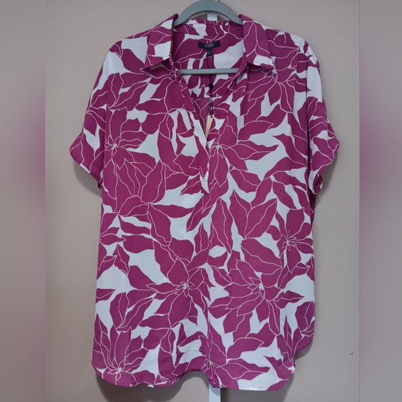 NYDJ Women's (Size L) Adonia Short Sleeve Becky Blouse (NWT) - Picture 1 of 9